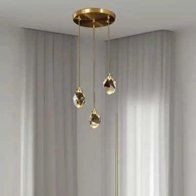 ثريا معلقة كريستالية فاخرة بثلاثة مصابيح ليد