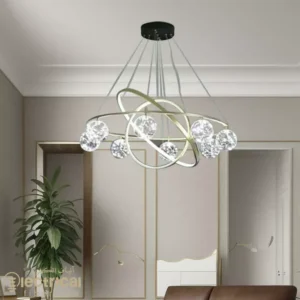 Contemporary Golden LED Chandelier With Glass Balls