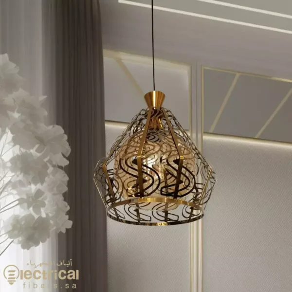Elegant Single Golden Hanging Chandelier Customize Your Lamp Color
