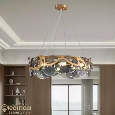Modern And Chic Gray Glass Circular Chandelier