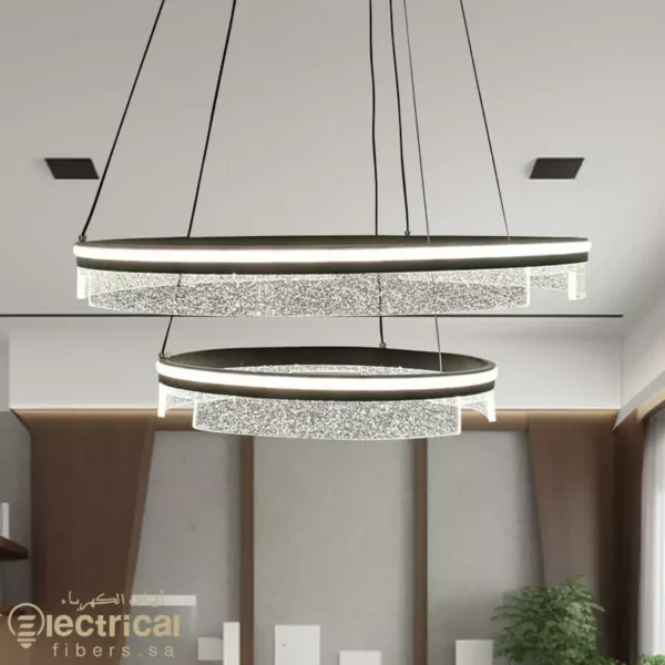 ثريا معلقة حديثة بثلاثة مصابيح LED باللون الأسود