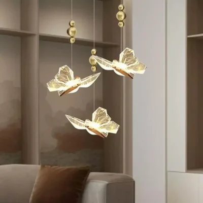 Modern Triple Butterfly LED Hanging Chandelier