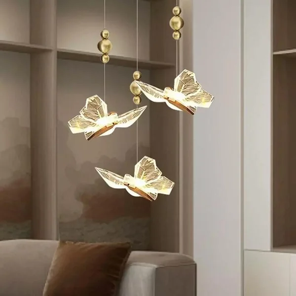 Modern Triple Butterfly LED Hanging Chandelier