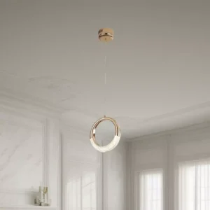 Sleek Single LED Pendant Lighting In Golden Hue